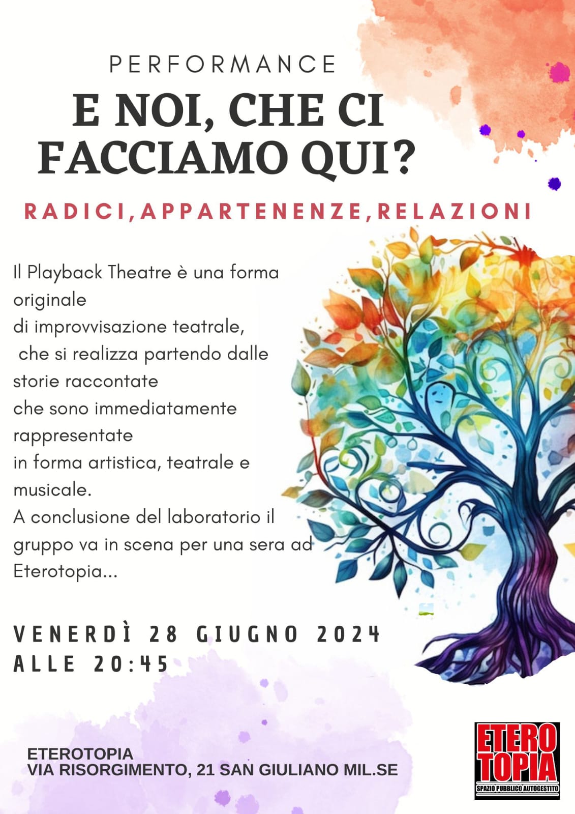 Venerdì 28 Giugno – Playback Theatre